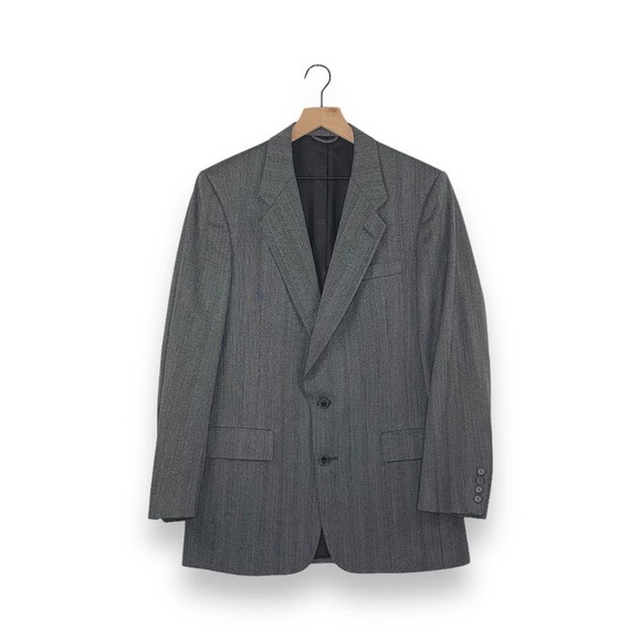 Vintage Christian Dior Monsieur Gray Striped Two Piece Suit TINY FLAW - Picture 2 of 14